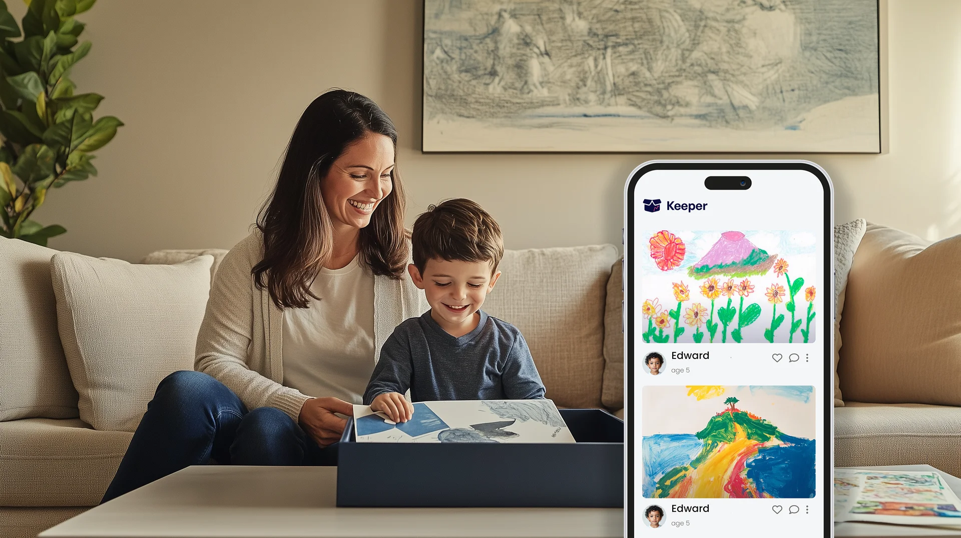 Mom loads a box using her phone