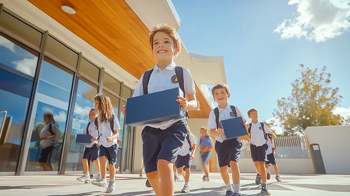 Kids heading home with their KeeperBoxes