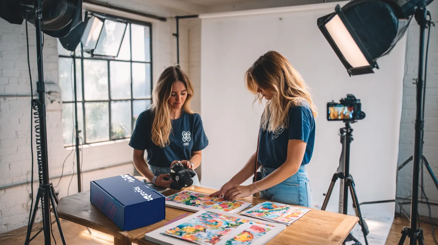 The KeeperBox studio team digitizing children's artwork